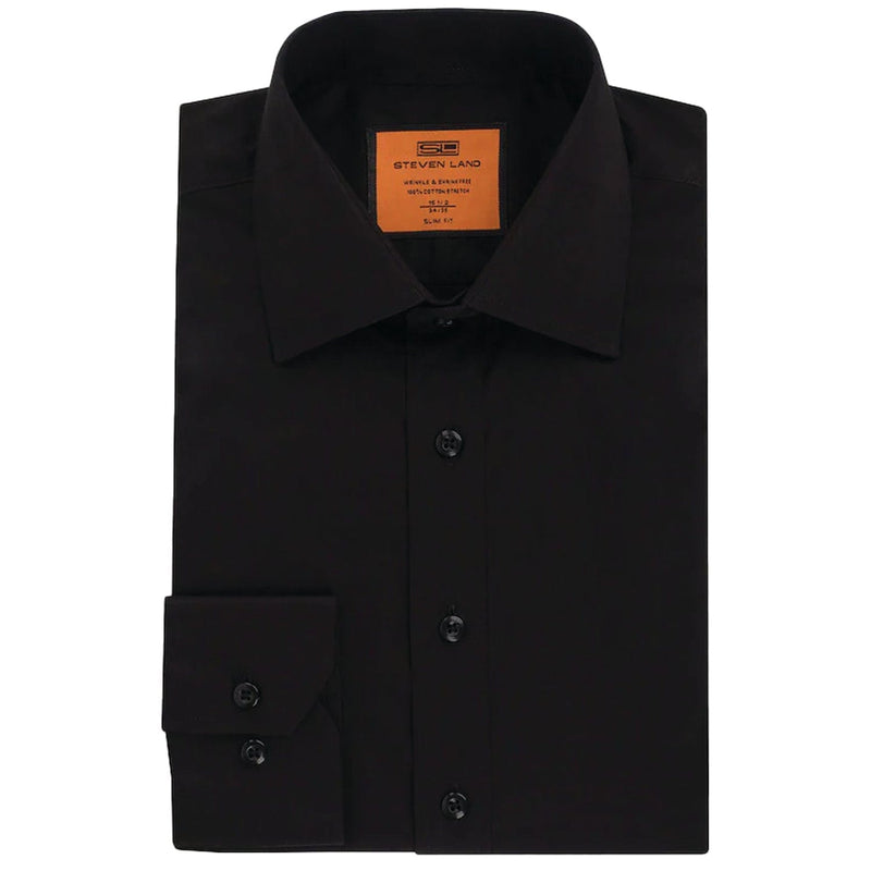 LND NECKWEAR INC. S C BLACK / 15.5 Travel Dress Shirt | Barrel Cuff -Tc100