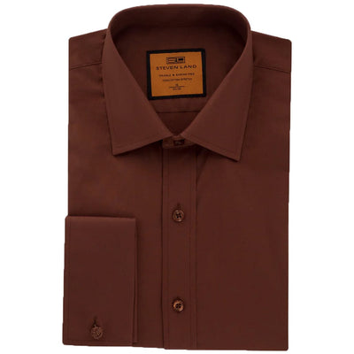 Steven Land Dress Shirt| Classic Fit | French Cuff | 100% Cotton/Ds115f 4/5 BROWN / 15.5 Steven Land Dress Shirt| Classic Fit | French Cuff | 100% Cotton/Ds115f 4/5 BROWN / 15.5