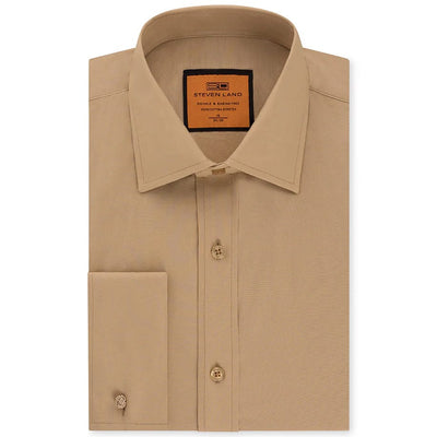 Steven Land Dress Shirt| Classic Fit | French Cuff | 100% Cotton/Ds115f 4/5 KHAKI / 16.5 Steven Land Dress Shirt| Classic Fit | French Cuff | 100% Cotton/Ds115f 4/5 KHAKI / 16.5