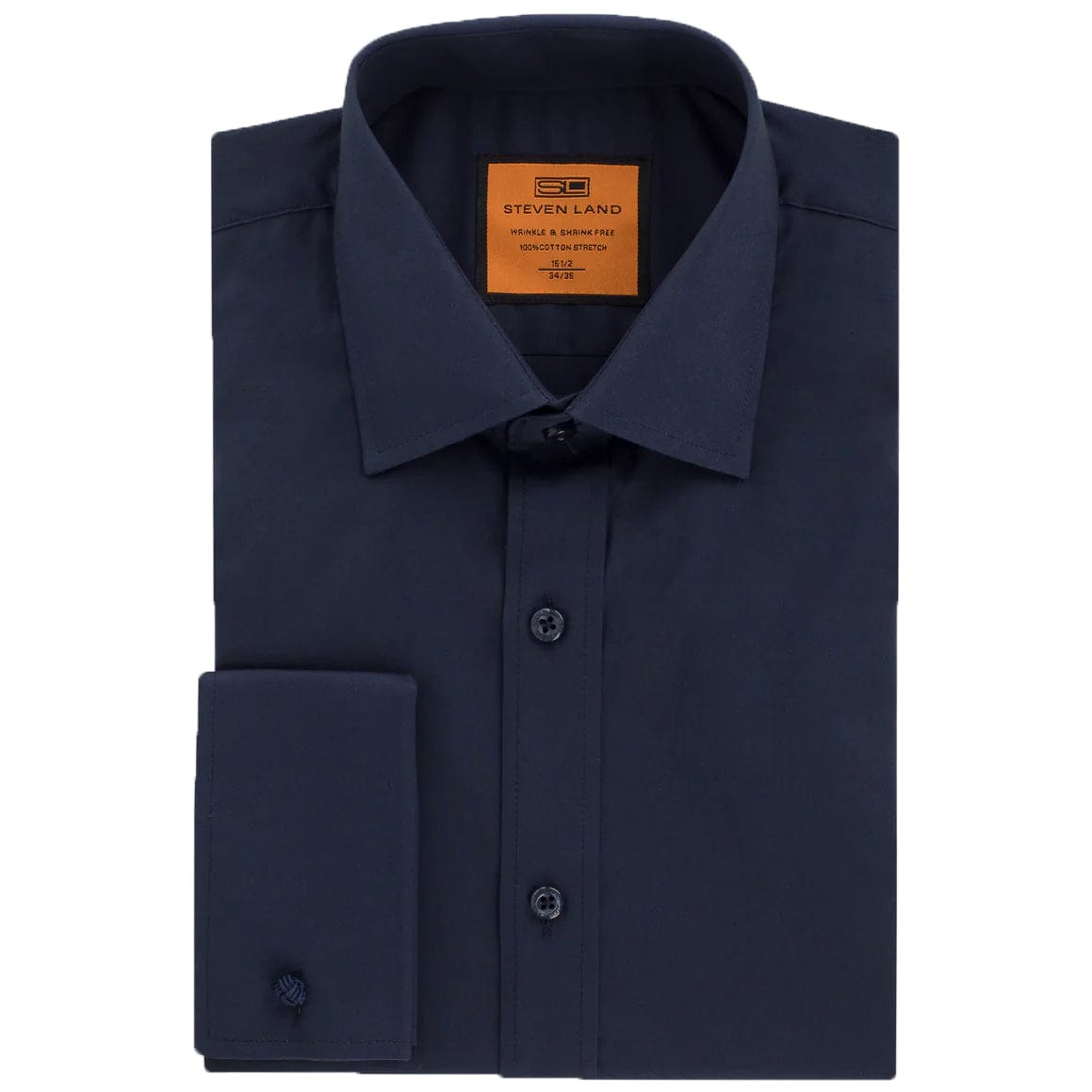 LND NECKWEAR INC. S CF MIDNIGHT / 15.5 Steven Land Dress Shirt| Classic Fit | French Cuff | 100% Cotton/Ds115f 4/5