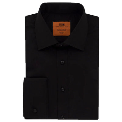 Steven Land Dress Shirt| Classic Fit | French Cuff | 100% Cotton/Ds115f 4/5 Black / 16.5 Steven Land Dress Shirt| Classic Fit | French Cuff | 100% Cotton/Ds115f 4/5 Black / 16.5