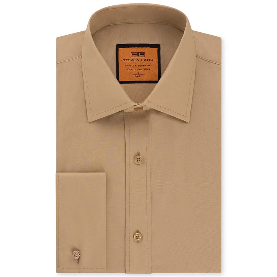 LND NECKWEAR INC. S CF KHAKI / 16.5 Steven Land Dress Shirt| Classic Fit | French Cuff | 100% Cotton/Ds115f 6/7