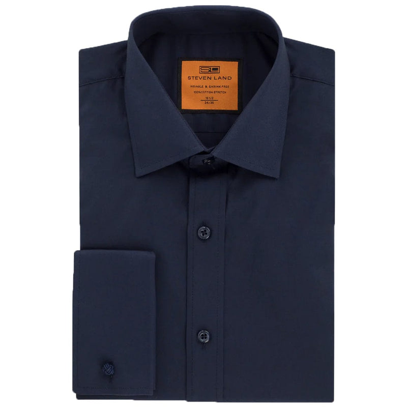 LND NECKWEAR INC. S CF MIDNIGHT / 16.5 Steven Land Dress Shirt| Classic Fit | French Cuff | 100% Cotton/Ds115f 6/7