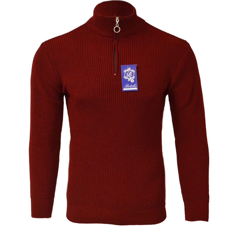 MADE IN TURKEY K S BURGUNDY / M BEKTASH HALF ZIP SWEATER