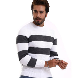MADE IN TURKEY K S FASHION SWEATER-1009 WHT-GRY