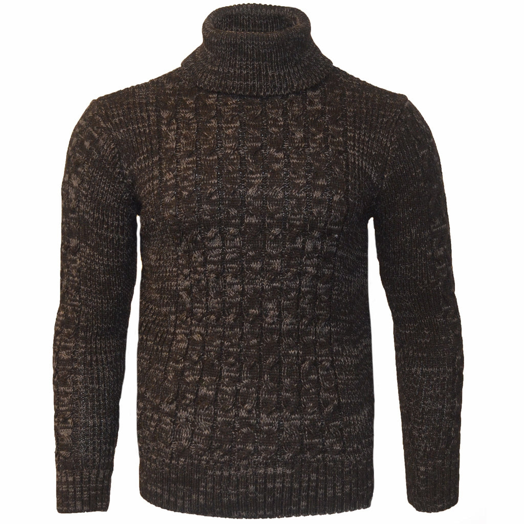 MADE IN TURKEY T PL BLACK / MED CABLE TURTLENECK SWEATER/8702