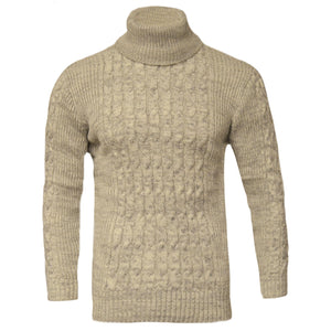 MADE IN TURKEY T PL LT.GRAY / MED CABLE TURTLENECK SWEATER/8702