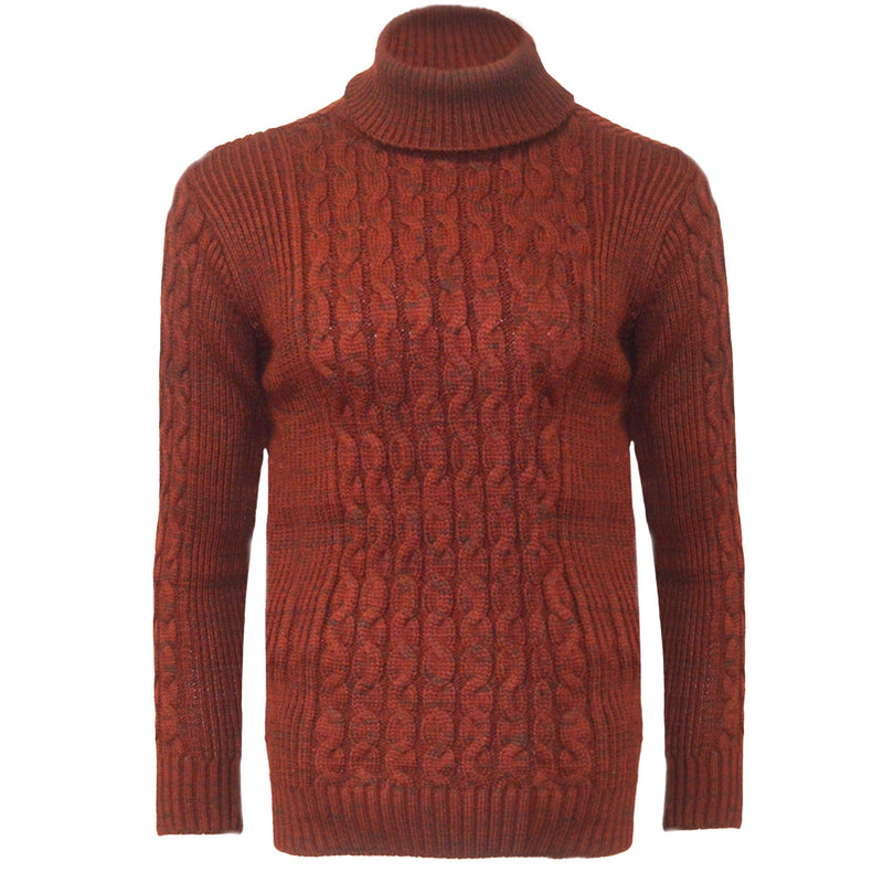 MADE IN TURKEY T PL RED / MED CABLE TURTLENECK SWEATER/8702