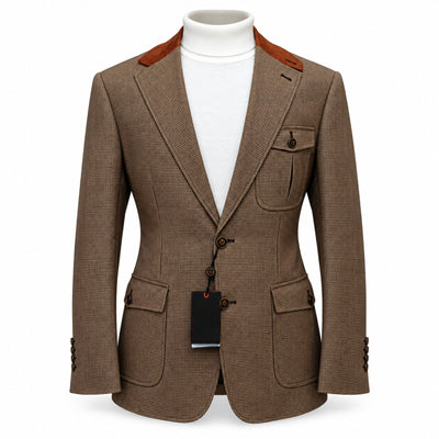 MARENZIO GROUP, INC. J C F TAUPE / MED Cigar Men’s Houndstooth Sport Coat  -J7108