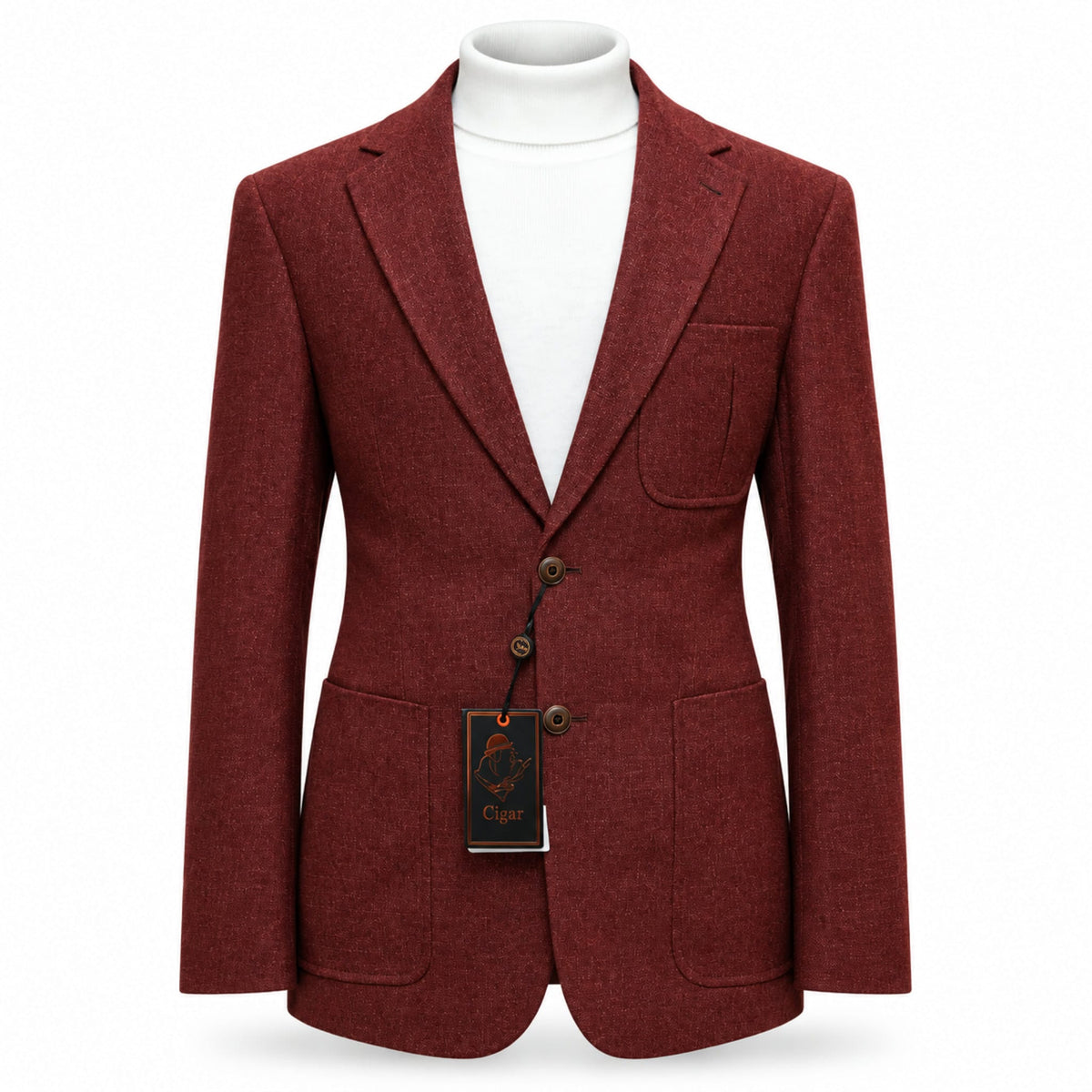 MARENZIO GROUP, INC. J C F WINE / MED Cigar Men’s Textured -Pocket Blazer-J7106