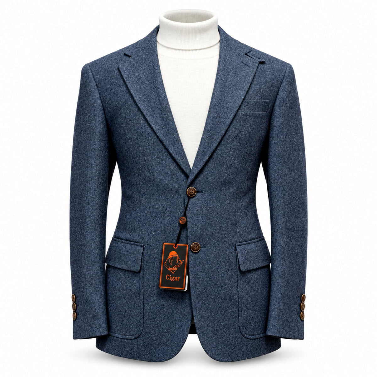 MARENZIO GROUP, INC. J C F BLUE / MED Cigar Men’s Wool-Blend  Blazer -J7107