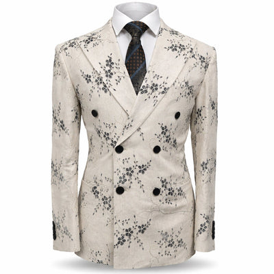 MARENZIO GROUP, INC. J C S CREAM / MED Cigar Men’s Cream Floral Pattern Double Breasted Blazer/J-7038