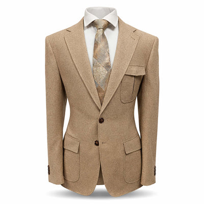 MARENZIO GROUP, INC. J C S TAN / MED Cigar Men’s Textured Blazer Classic Fit Notch Lapel Jacke/J-7037