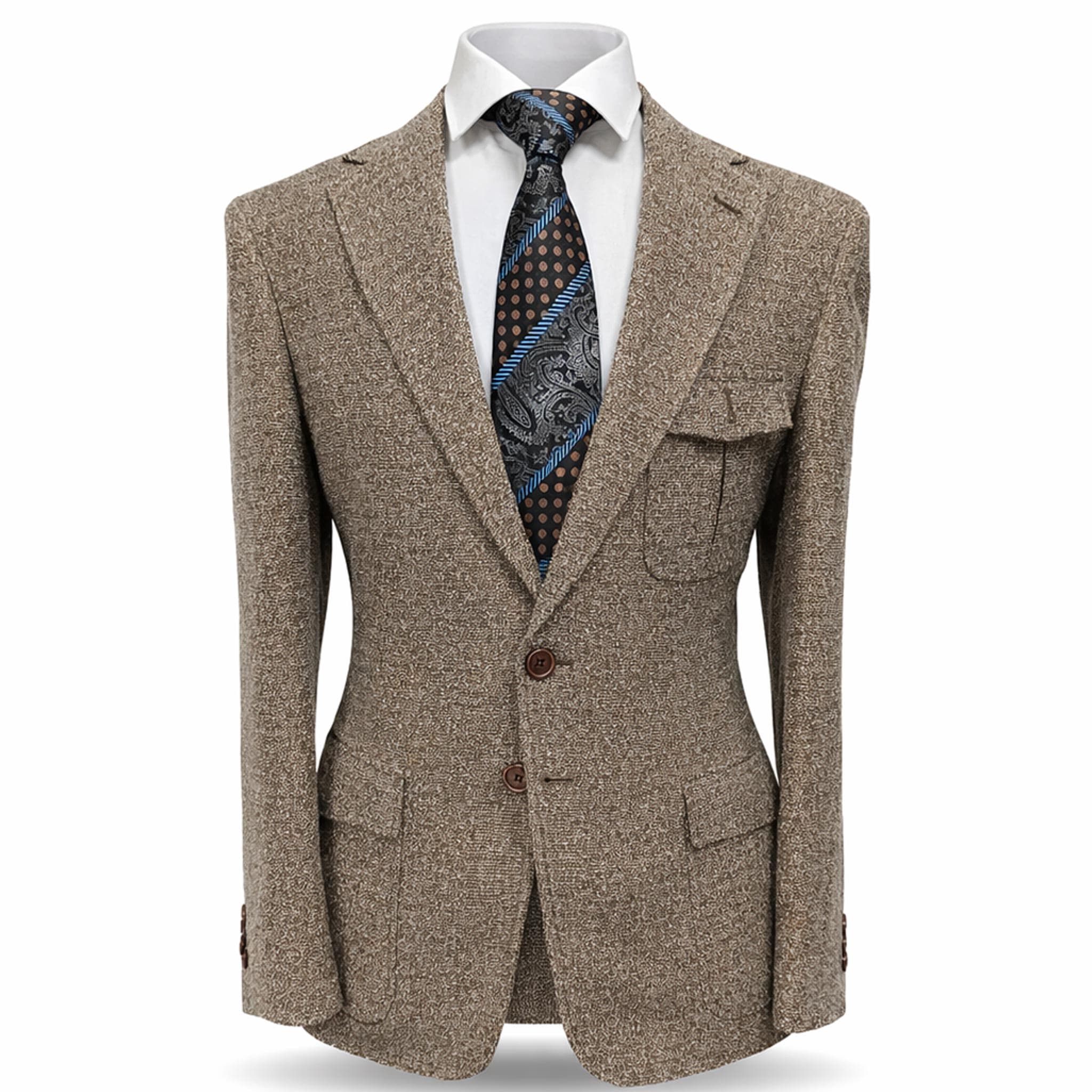 MARENZIO GROUP, INC. J C S BROWN / MED Cigar Men’s Textured Blazer Classic Fit Notch Lapel Jacke/J-7037