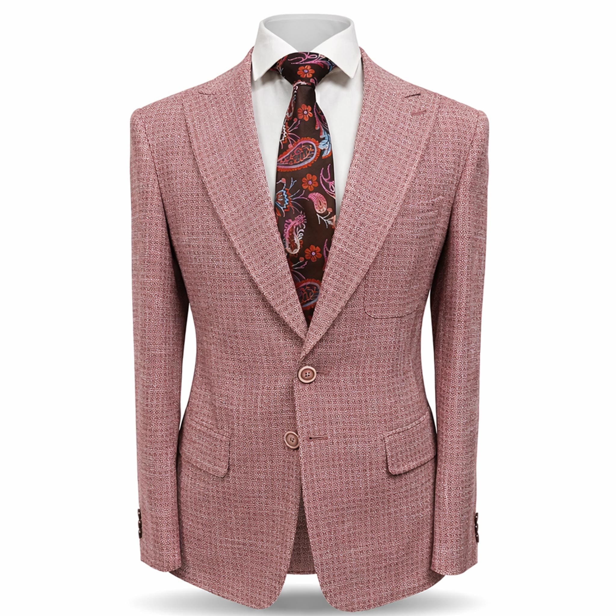 MARENZIO GROUP, INC. J C S D.ROSE / MED Cigar Textured Blazer with Floral Lining – Slim Fit Sport Coat/J-7032