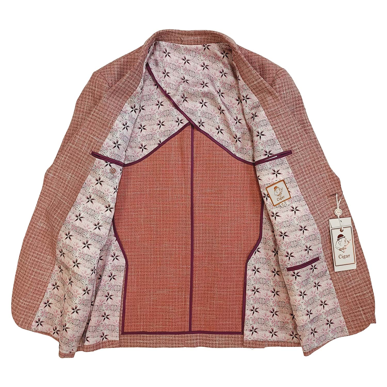 MARENZIO GROUP, INC. J C S Cigar Textured Blazer with Floral Lining – Slim Fit Sport Coat/J-7032