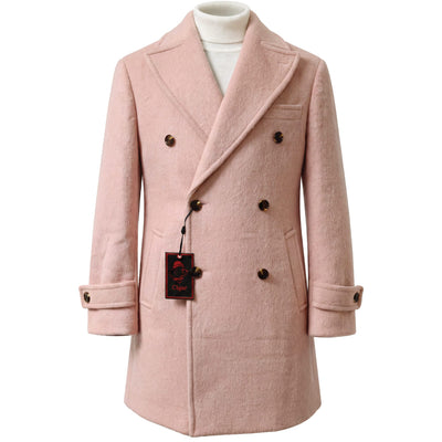 MARENZIO GROUP, INC. J O C PINK / MED Cigar Men’s Double-Breasted Wool Blend Overcoat TC-1501