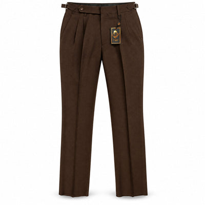 MARENZIO GROUP, INC. P D M BROWN / 28 Cigar Men’s Textured Pleated Dress Pants – PSL960