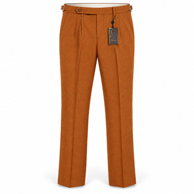 MARENZIO GROUP, INC. P D M RUST / 28 Cigar Men’s Textured Pleated Dress Pants – PSL960