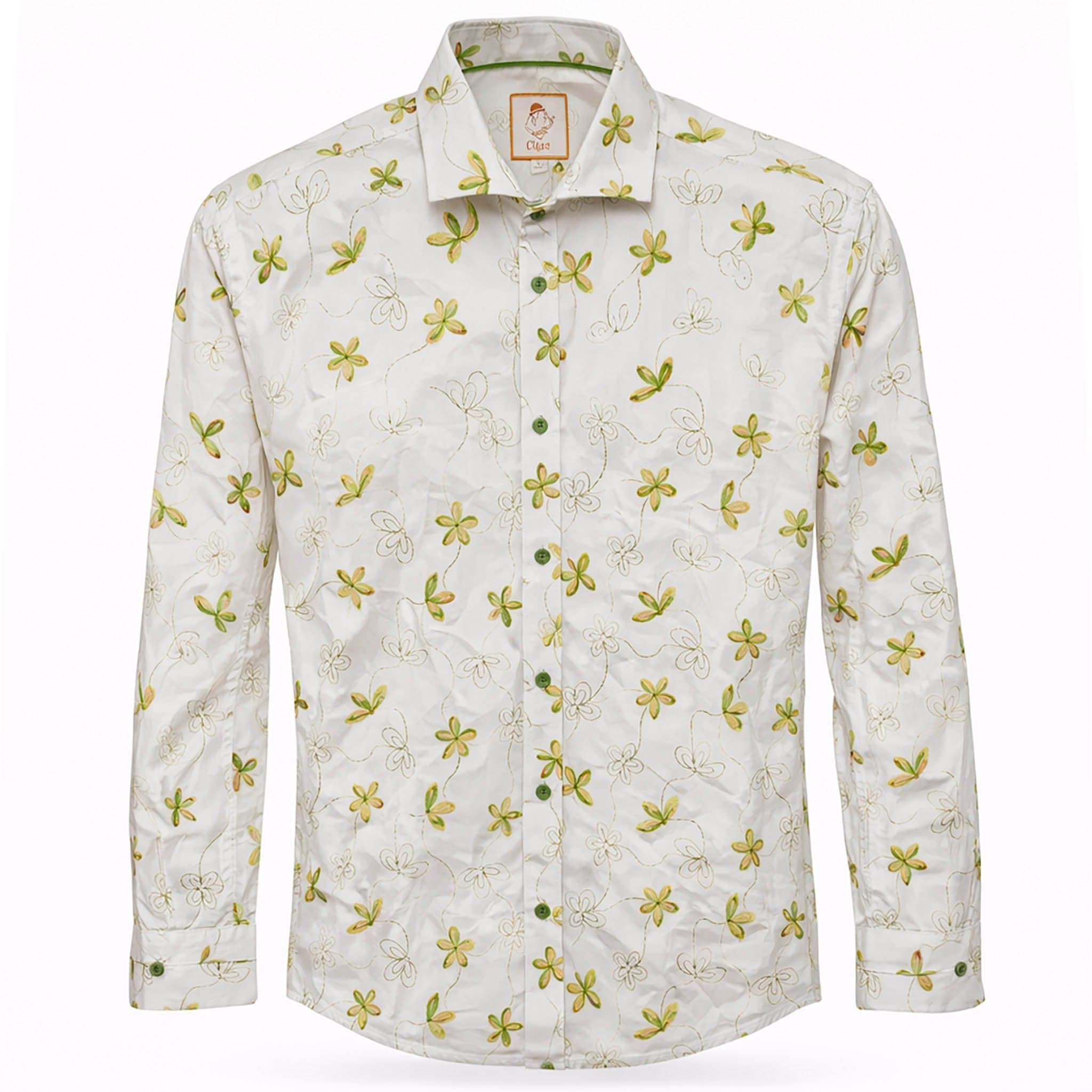 MARENZIO GROUP, INC. S A L GREEN / MED Cigar Floral Pattern Long Sleeve Shirt/M-1911