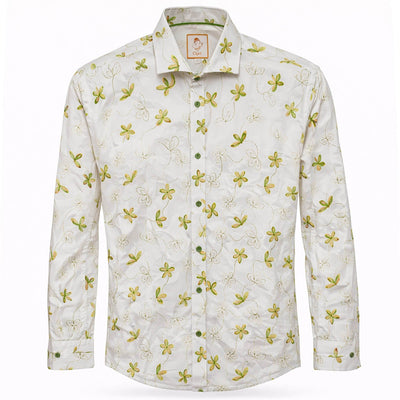 MARENZIO GROUP, INC. S A L GREEN / MED Cigar Floral Pattern Long Sleeve Shirt/M-1911