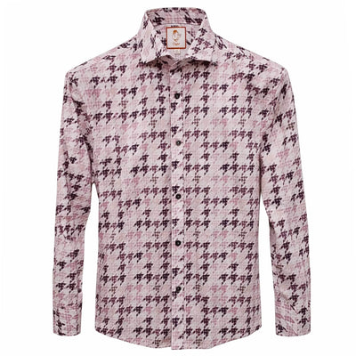 MARENZIO GROUP, INC. S A L D.ROSE / MED Cigar Geometric Pattern 100% Cotton Long Sleeve  Shirt-M-1901