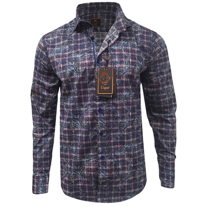 MARENZIO GROUP, INC. S AL PURPLE / MED Cigar Sport Shirt/M-1852