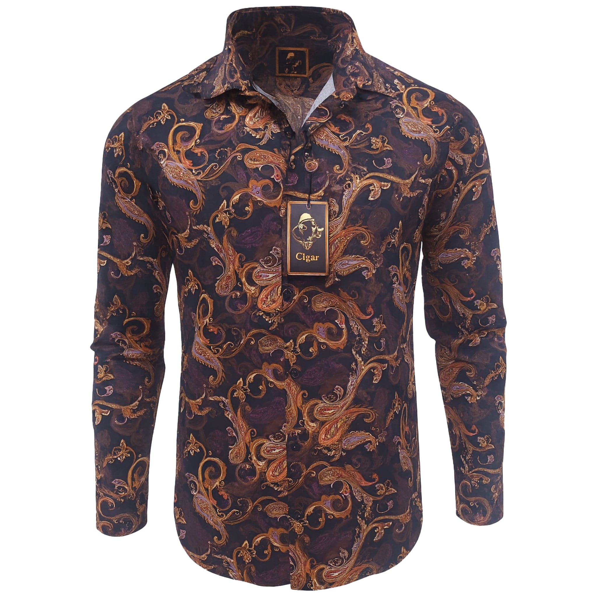 MARENZIO GROUP, INC. S AL PURPLE / MED Cigar Sport Shirt/S-5030