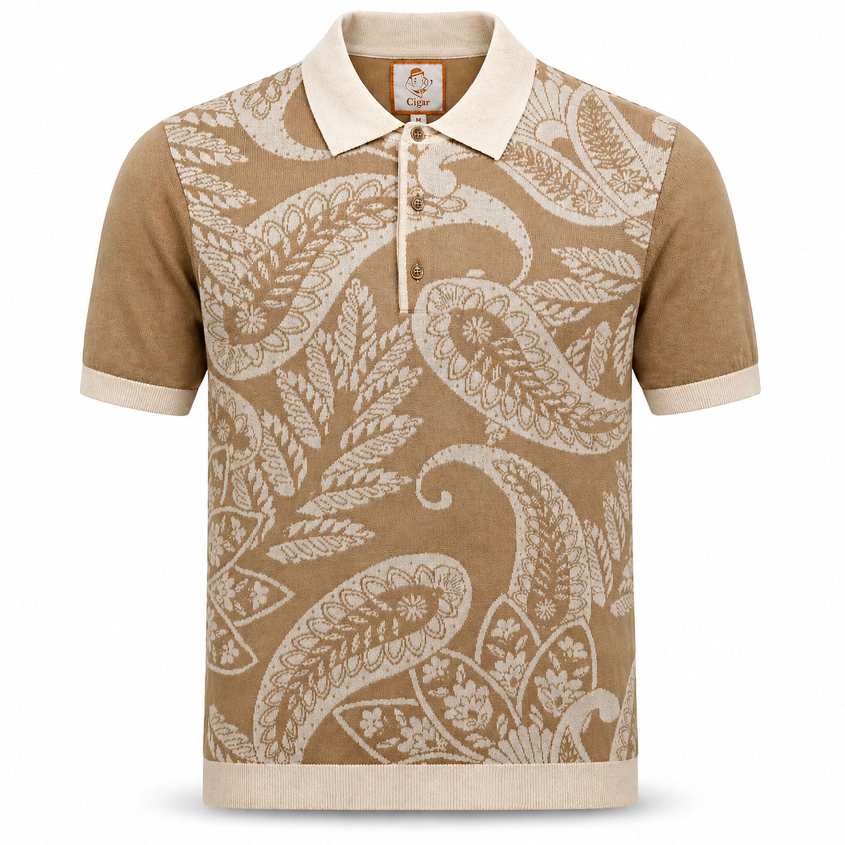 MARENZIO GROUP, INC. T P S SAND / MED Cigar Men’s Short Sleeve Knit Polo/ Pj-1607