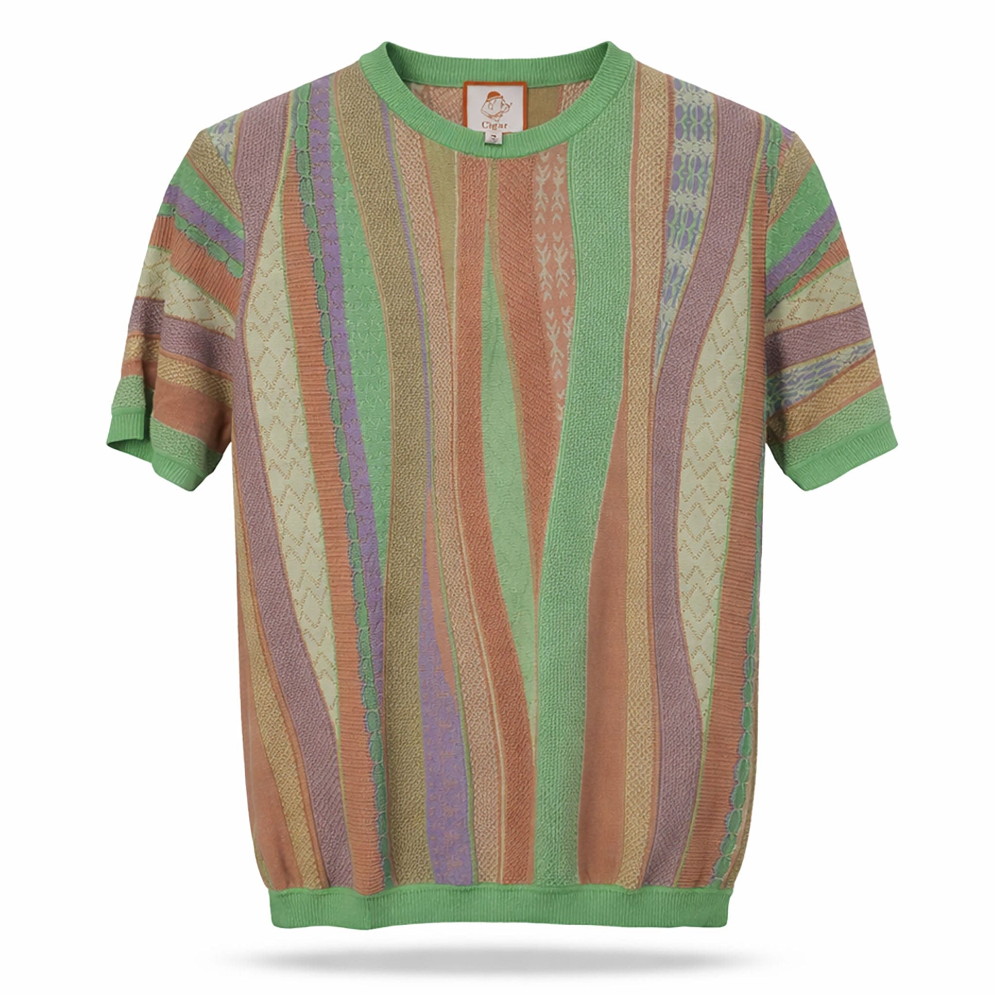 MARENZIO GROUP, INC. T P S PITACHIO / MED Cigar Short Sleeve Textured Knit Shirt for Men-Cr-1685