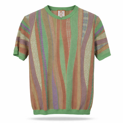 MARENZIO GROUP, INC. T P S PITACHIO / MED Cigar Short Sleeve Textured Knit Shirt for Men-Cr-1685