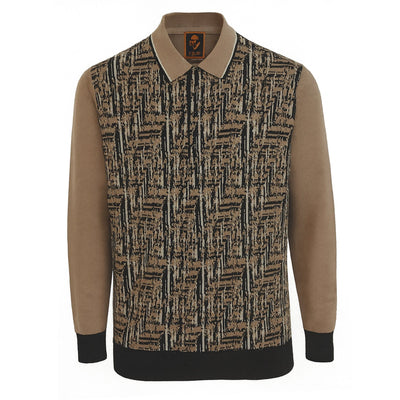 Cigar Wool-Blend Polo Sweater - Mocha