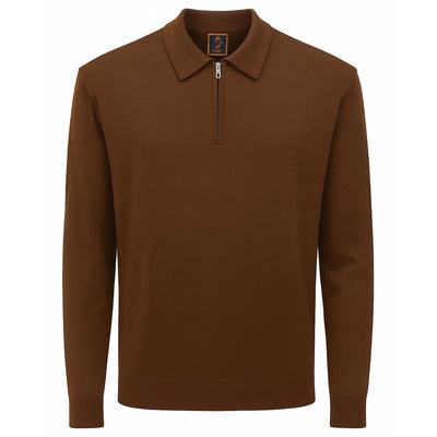 MARENZIO GROUP, INC. T PL BROWN / M CGR SOLID POLO SWEATER
