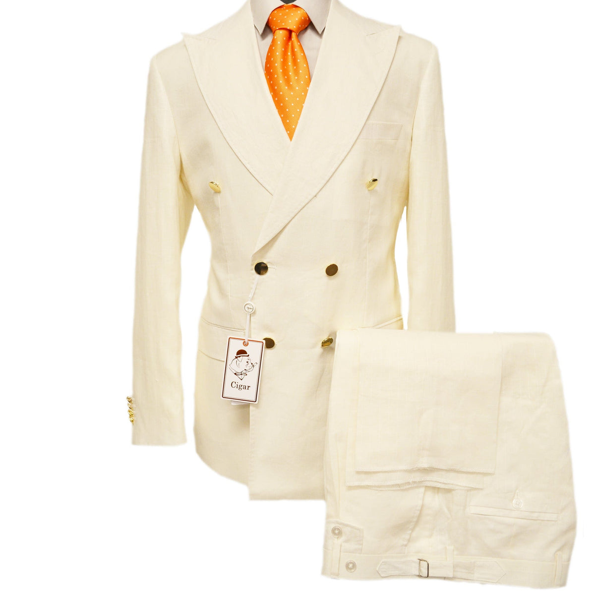 MARENZIO GROUP, INC. U D WHITE / MED CGR 100%LINEN SUIT/St-5939