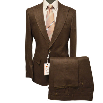 MARENZIO GROUP, INC. U SM BROWN / MED CGR LINEN SUIT/ST-6089