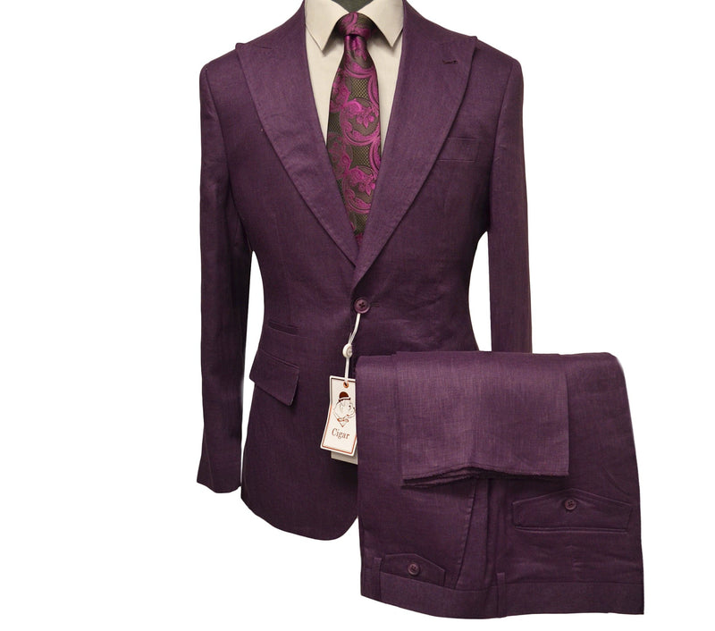 MARENZIO GROUP, INC. U SM PURPLE / MED CGR LINEN SUIT/ST-6089