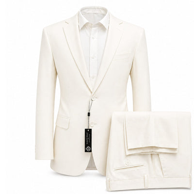 MARINA IMPORT O F L WHITE / 40R Linen Men’s 2-Piece Suit Slim Fit – Classic Formal Blazer & Pants Set