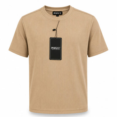 MERC USA, INC INSEARCH T P S 84-TAN / LARG Inserch Men’s Ribbed Short Sleeve Knit Shirt-T299