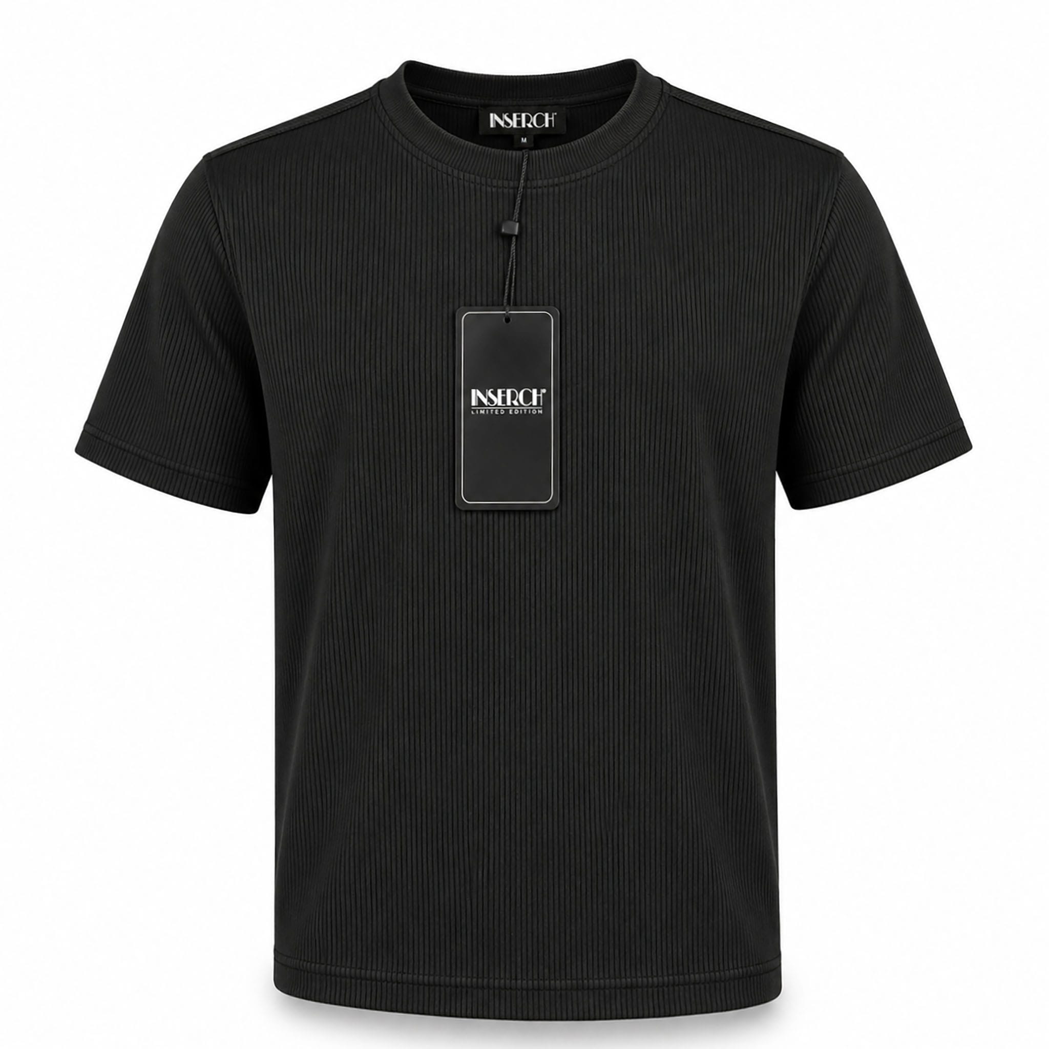 MERC USA, INC INSEARCH T P S 01-BLK / MED Inserch Men’s Ribbed Short Sleeve Knit Shirt-T299