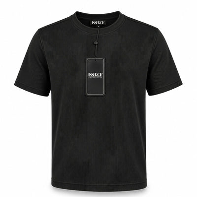 MERC USA, INC INSEARCH T P S 01-BLK / MED Inserch Men’s Ribbed Short Sleeve Knit Shirt-T299