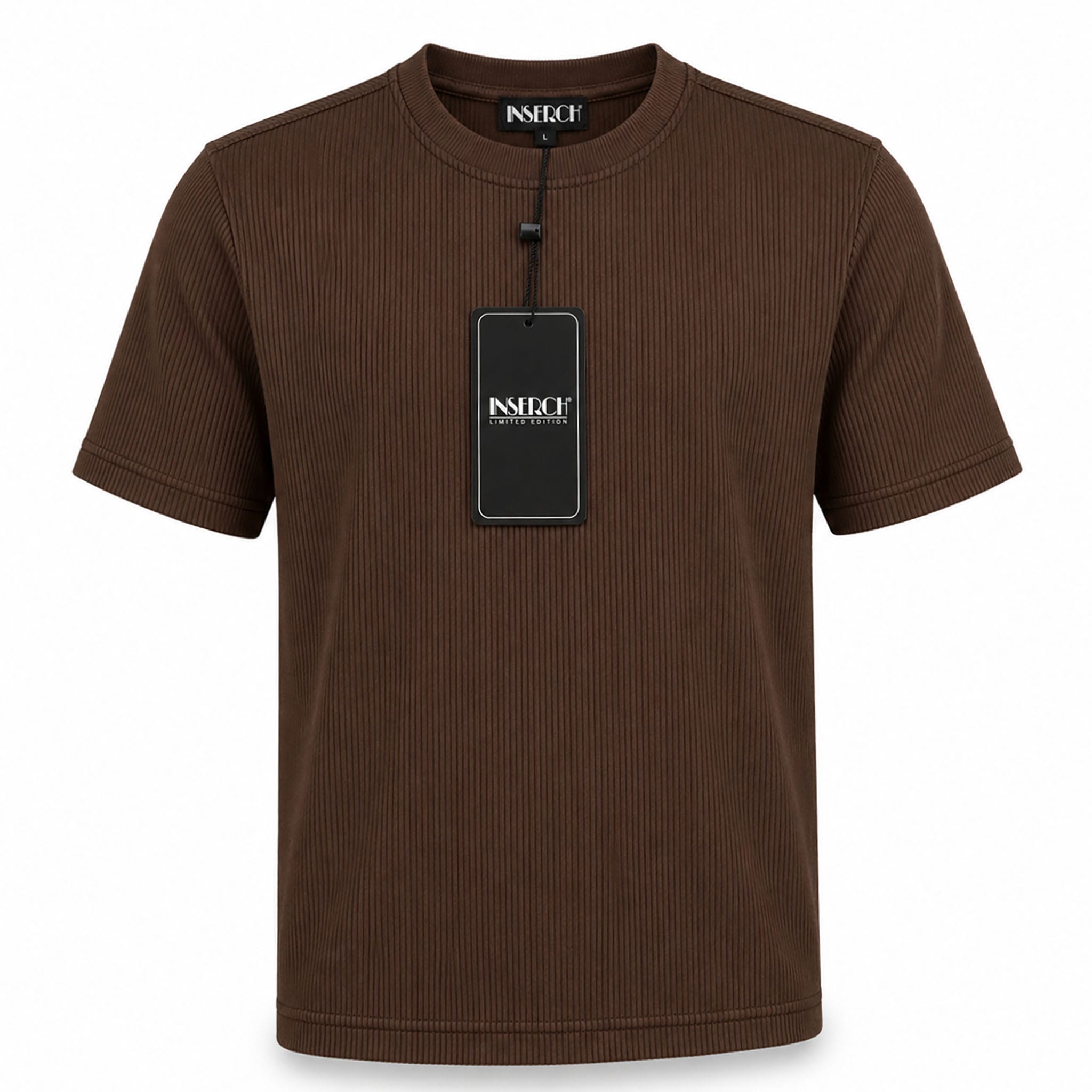 MERC USA, INC INSEARCH T P S 25-BROWN / MED Inserch Men’s Ribbed Short Sleeve Knit Shirt-T299