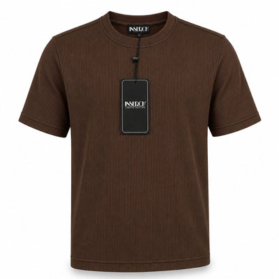 MERC USA, INC INSEARCH T P S 25-BROWN / MED Inserch Men’s Ribbed Short Sleeve Knit Shirt-T299