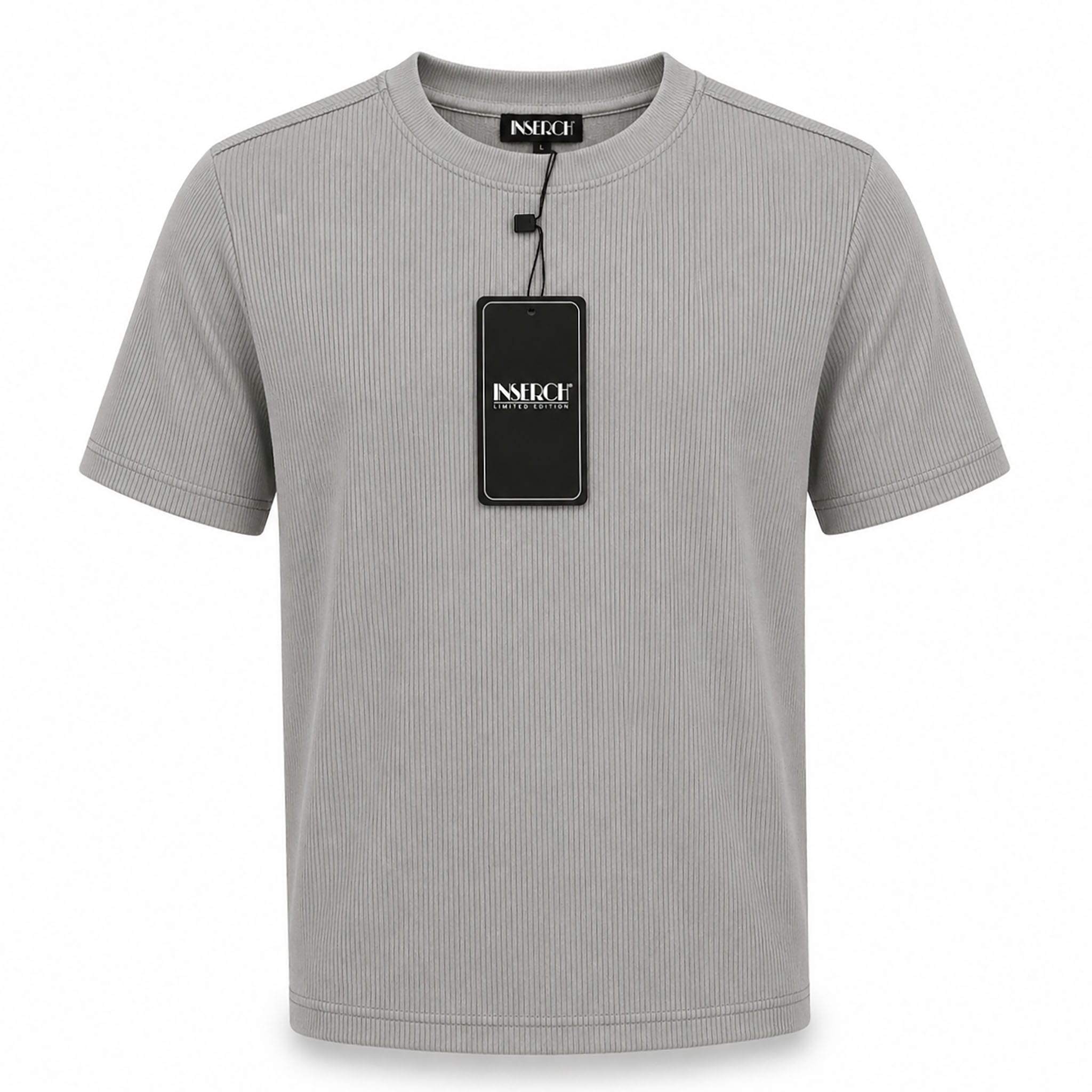 MERC USA, INC INSEARCH T P S 04-LT.GR / MED Inserch Men’s Ribbed Short Sleeve Knit Shirt-T299