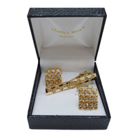 MilanoMensWear AC Gold-white stone-Square CUFFLINK SET - Charle's Wain Crystal collection