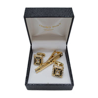 MilanoMensWear AC Gold - Black and white stone CUFFLINK SET - Charle's Wain Crystal collection