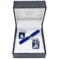 MilanoMensWear AC BLUE CUFFLINK &TIE BAR SET