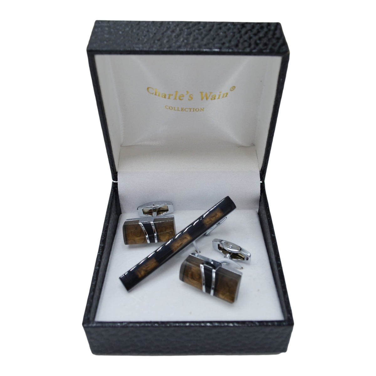 MilanoMensWear AC Yellow stone CUFFLINK & TIE BAR SET - Charle's Wain Crystal collection