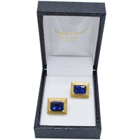 MilanoMensWear AC BLUE GOLD CUFFLINK WITH STONE