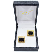 MilanoMensWear AC BLACK GOLD CUFFLINK WITH STONE