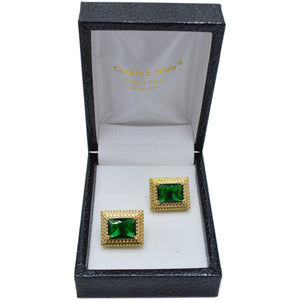 MilanoMensWear AC GREEN GOLD CUFFLINK WITH STONE